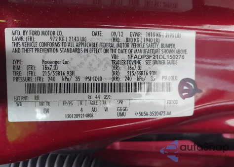 2013 Ford Focus Se from USA, damaged, VIN 1FADP3F21DL150278